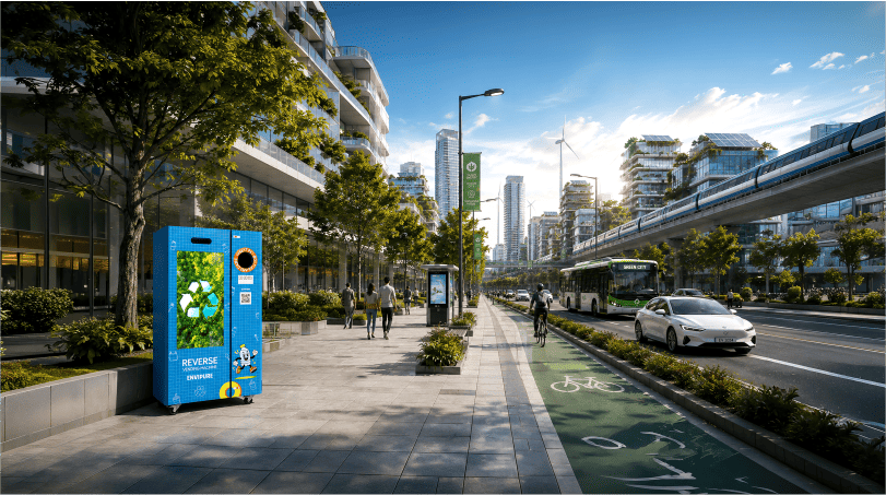 Envipure reverse vending machine in a sustainable city
